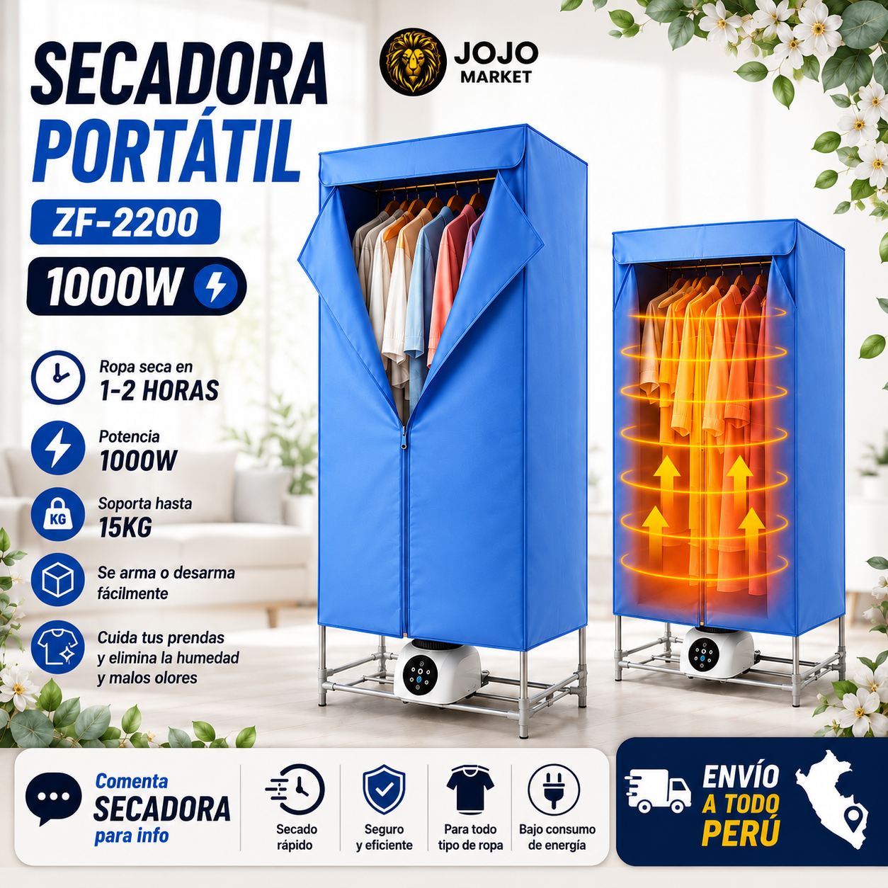 Secadora Portátil JOJO MARKET ZF-2200 1000W
